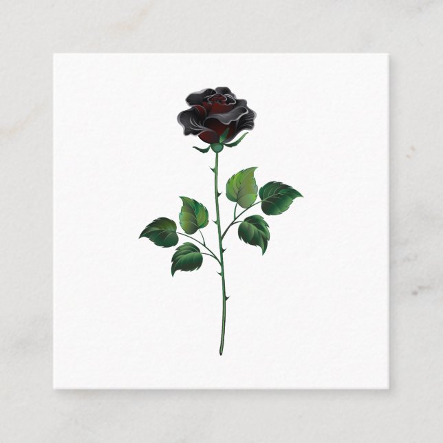 Black rose flower appointment card (Front)