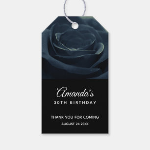 Black Rose Flower Dark Gothic Birthday Thank You Gift Tags