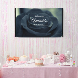 Black Rose Flower Dark Gothic Birthday Welcome Banner