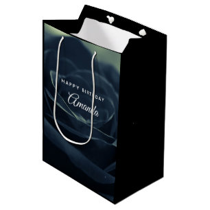 Black Rose Flower Dark Gothic Vibe Birthday Medium Gift Bag