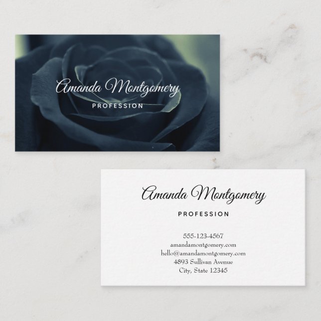 Black Rose Flower Dark Gothic Vibe Business Card (Front/Back)