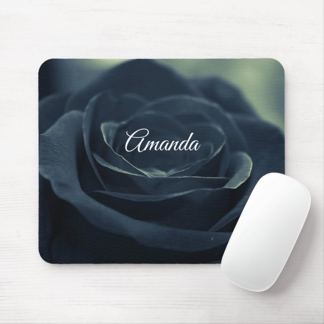 Black Rose Flower Dark Gothic Vibe Mouse Mat (With Mouse)
