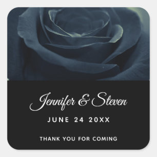 Black Rose Flower Dark Gothic Vibe Wedding Square Sticker