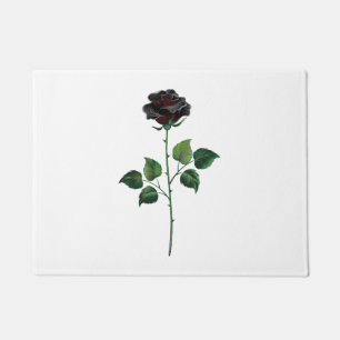 Black rose flower doormat