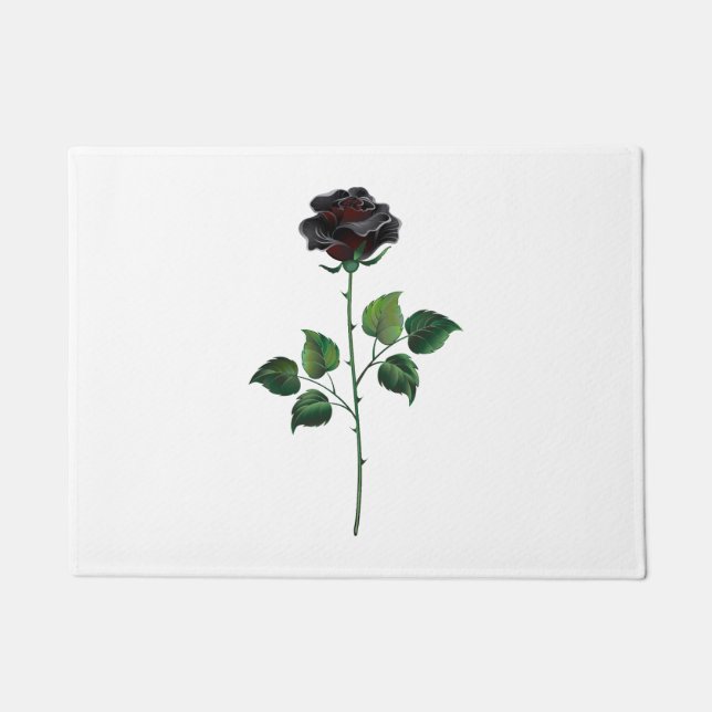 Black rose flower doormat (Front)