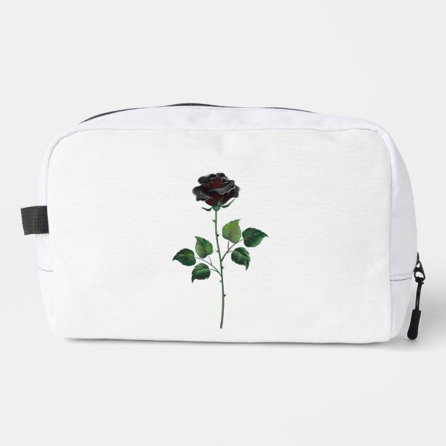 Black rose flower dopp kit (Front)