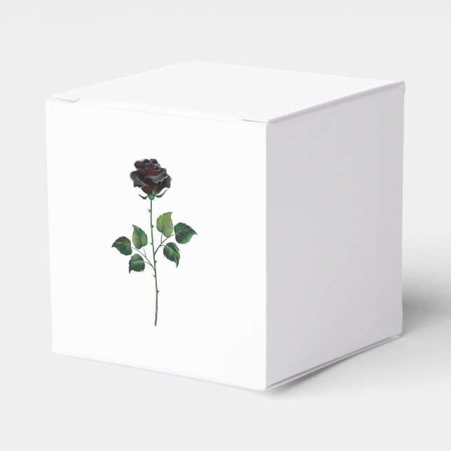 Black rose flower favour box (Front Side)