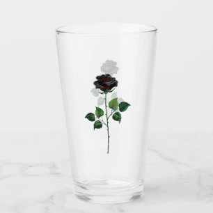 Black rose flower glass