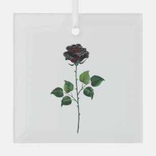 Black rose flower glass tree decoration