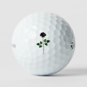 Black rose flower golf balls