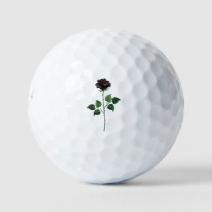 Black rose flower golf balls