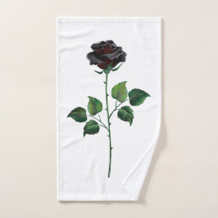 Black rose flower hand towel