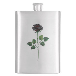 Black rose flower hip flask