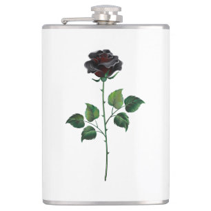 Black rose flower hip flask