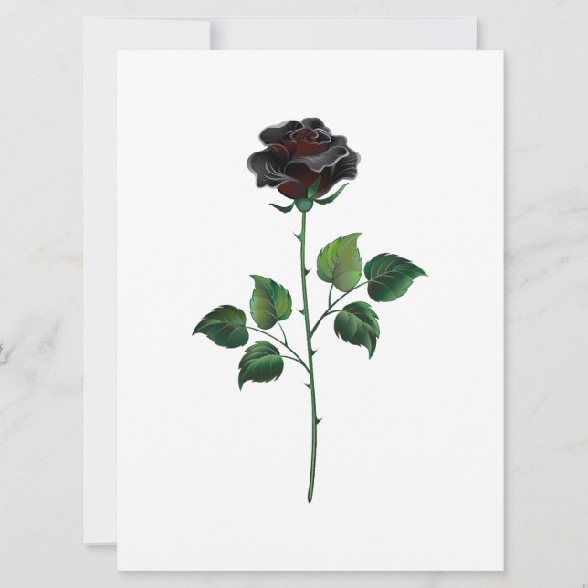 Black rose flower holiday card (Front)