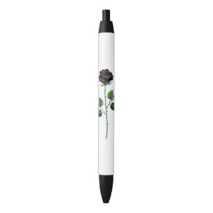 Black rose flower ink pen