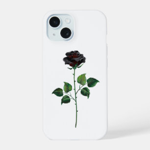 Black rose flower iPhone 15 case