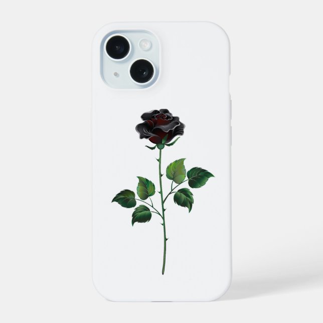 Black rose flower iPhone 15 case (Back)