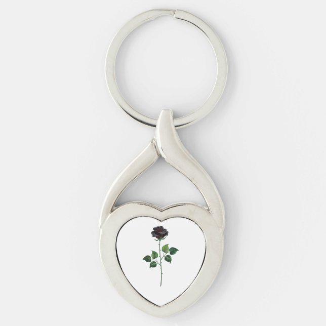 Black rose flower key ring (Front)