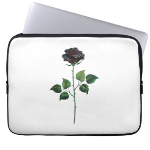 Black rose flower laptop sleeve