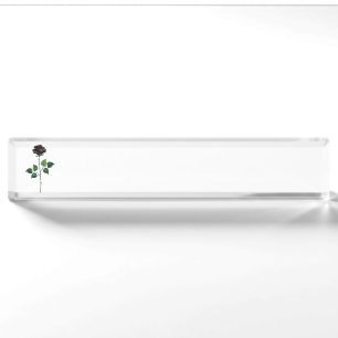 Black rose flower nameplate