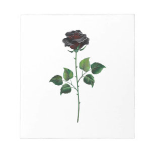 Black rose flower notepad