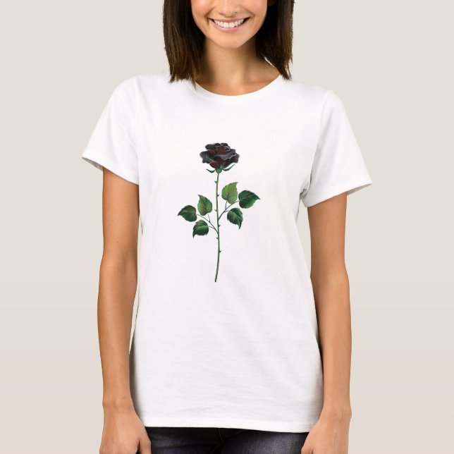Black rose flower T-Shirt (Front)