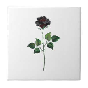 Black rose flower tile