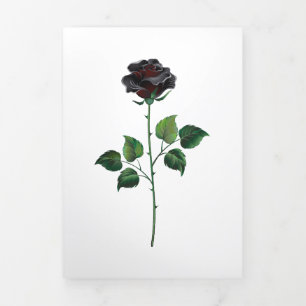 Black rose flower Tri-Fold holiday card