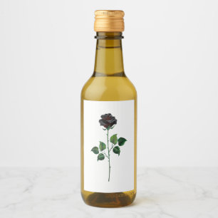 Black rose flower wine label