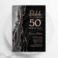 Black Rose Gold Agate Surprise 50th Birthday