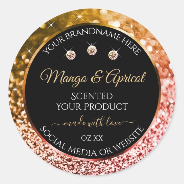 Black Rose Gold and Golden Glitter Product Labels  (Front)