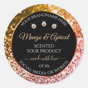Black Rose Gold and Golden Glitter Product Labels