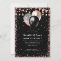 Black Rose Gold Balloon Lights Any Age Birthday