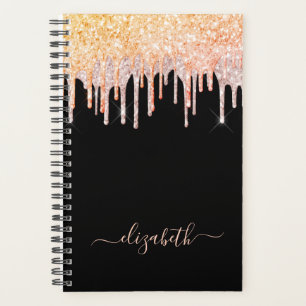 Black rose gold blush glitter drips 2026 planner