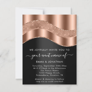 Black Rose Gold Border Glitter Wave QR Code