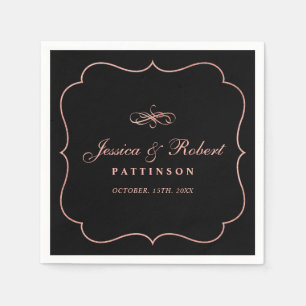 Black & Rose Gold   Elegant Classic Wedding Napkin
