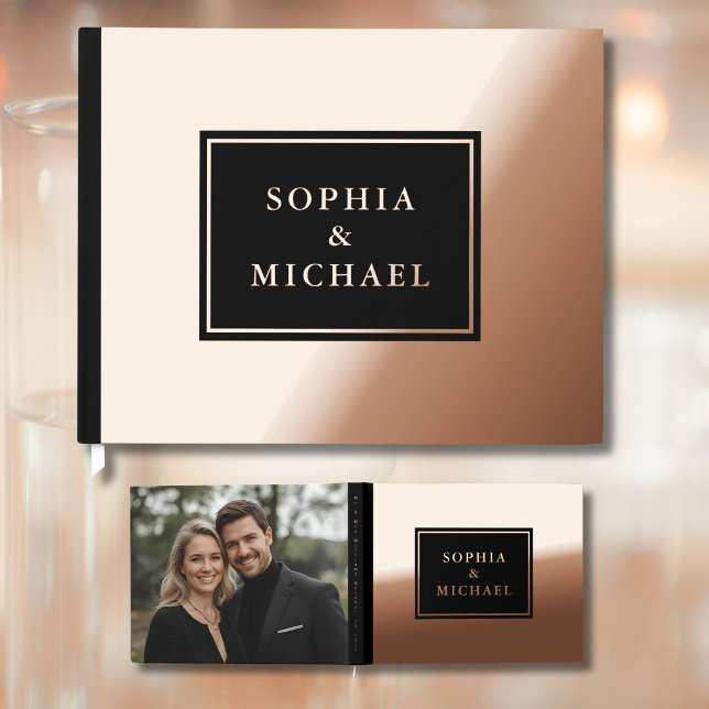 Black Rose Gold Foil Guest Book Editable Elegant (Creator Uploaded)
