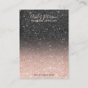 Black rose gold glitter jewellery earring display business card