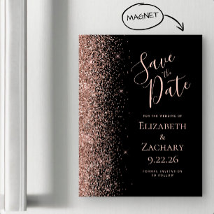 Black Rose Gold Glitter Magnetic Save the Date
