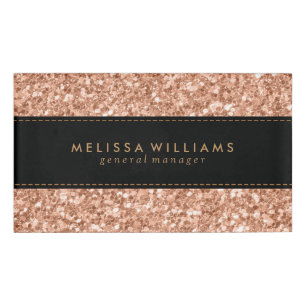 Black & Rose-Gold Glitter Name Tag