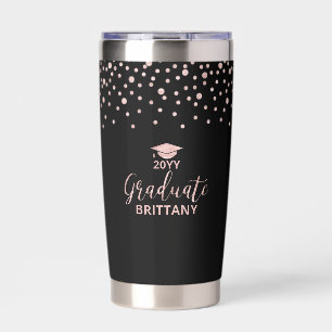 Black & Rose gold   Graduate Name Graduation Gift Insulated Tumbler