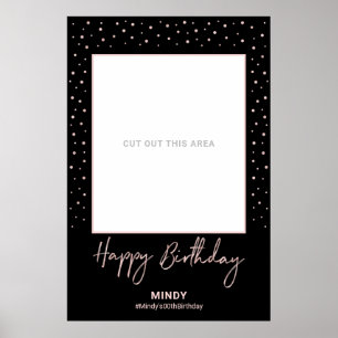 Black & Rose Gold Happy Birthday Photo Frame Prop Poster