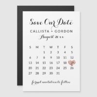 Black Rose Gold Heart Calendar Save the Date