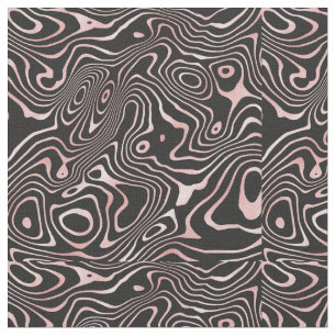 Black Rose Gold liquid swirl Abstract Design Fabric