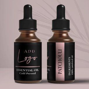 Black & Rose Gold Logo Essential Oil Small Bottle