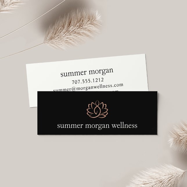 Black & Rose Gold Lotus Flower Logo Mini Business Card (Creator Uploaded)