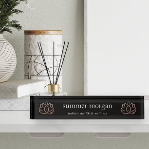 Black & Rose Gold Lotus Flower Logo Nameplate