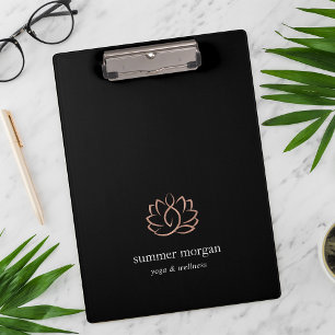 Black & Rose Gold Lotus Logo Clipboard