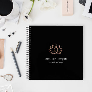 Black & Rose Gold Lotus Logo Notebook